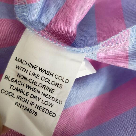 Vineyard Vines Womens Top Sz 6 Coastside Stripe Popover Light Magenta 3/4 Sleeve - Picture 8 of 12